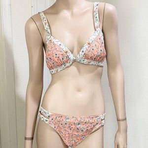 Blu C Floral Peach Two-piece Bikini Set